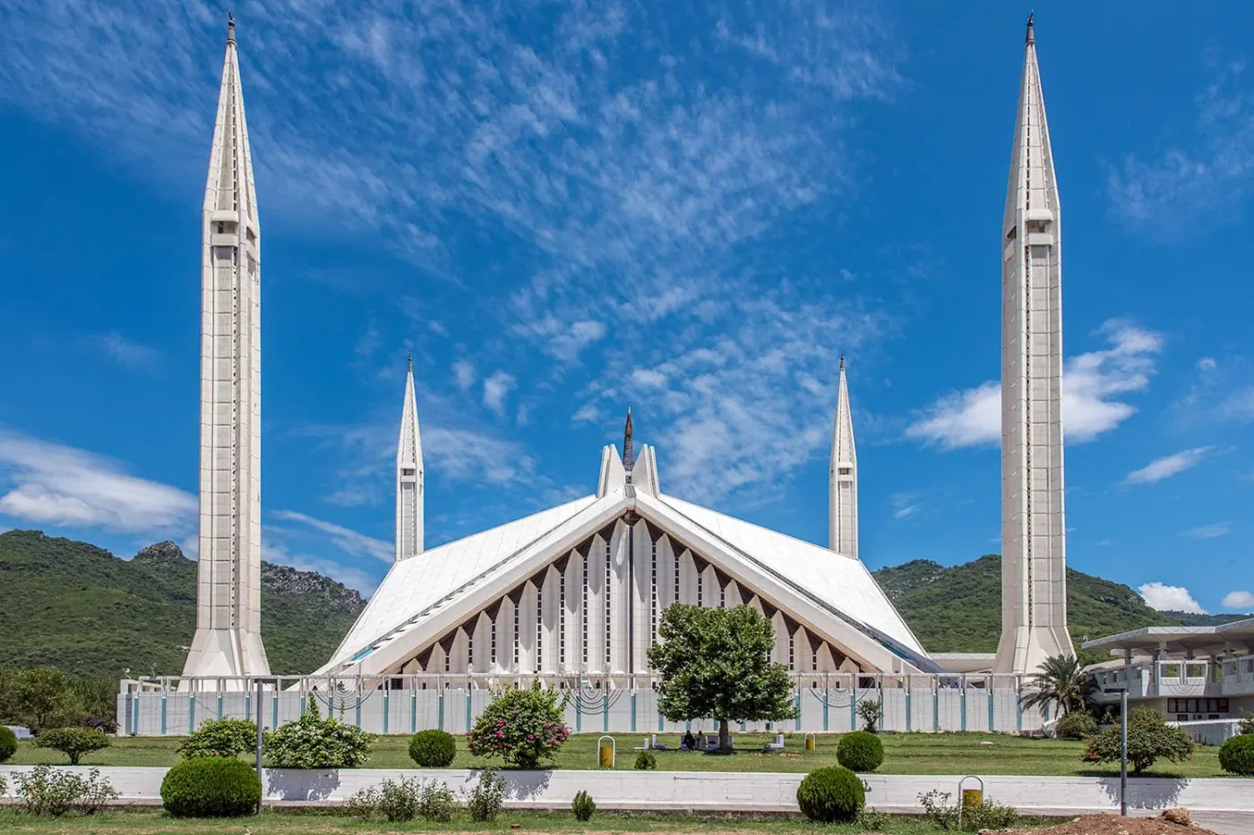 Faisal Mosque against the Margalla Hills in Islamabad